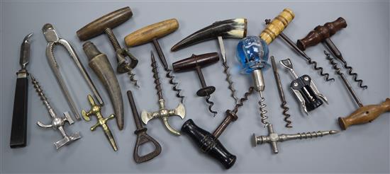 A collection of corkscrews and champagne taps